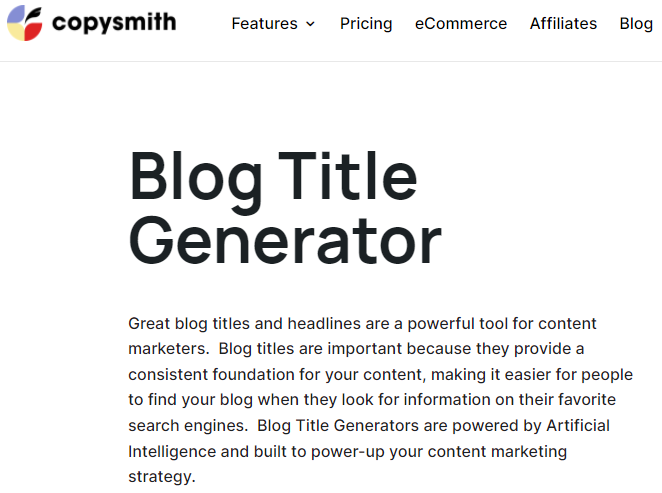 generator tytułów bloga copysmith
